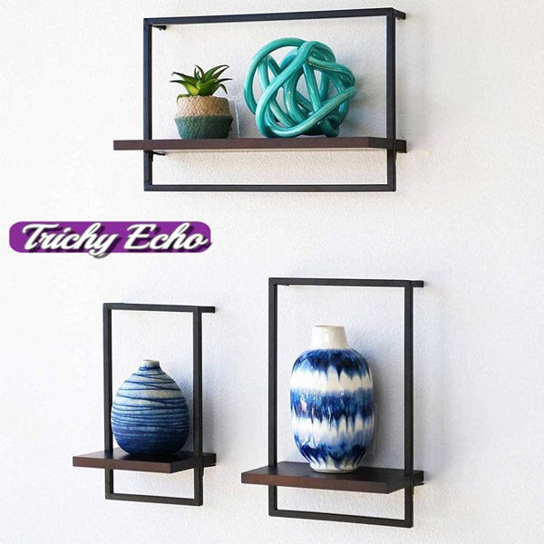 Trichy Echo 5.5" Deep Modern Floating Shelves, Natural Solid Wood, 16 ...